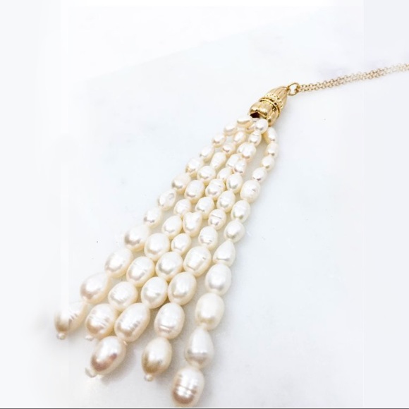 NWT // Freshwater Pearl Tassel Pendant Necklace - Picture 2 of 4